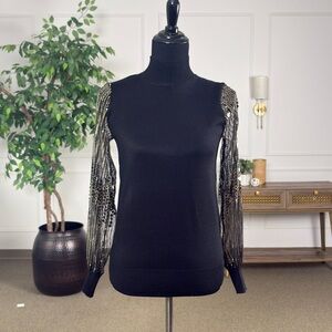 Catherine Malandrino Elegant Black Top with Gold Accents NWT